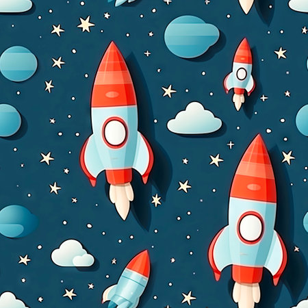 rocket with shadow pattern banner wallpaper simple.の素材