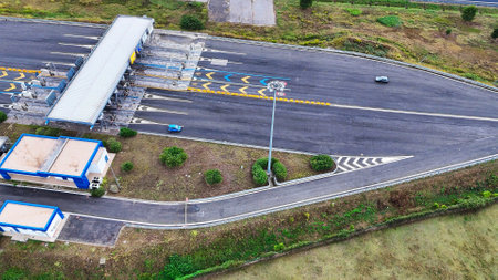 Arial view of Modern transportation with Expressway Road highway Top view. Important infrastructure.