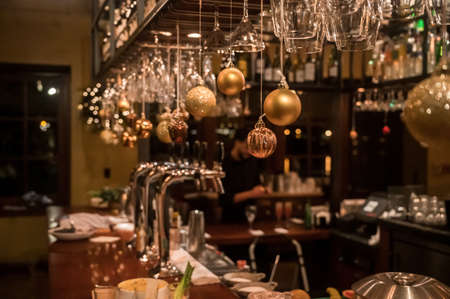 Christmas Balls hanging at the barのeditorial素材