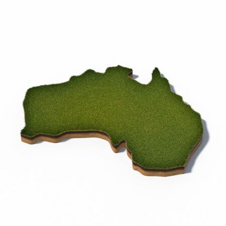 3d rendered illustration of cross section map Australia isolated on whiteの写真素材