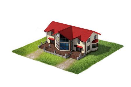 3d illustration of cross section of ground with house residential isolated on whiteの写真素材