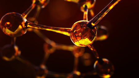 3d illustration of molecule model. Science background with molecules and atomsの写真素材