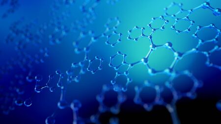 3d illustration of glass molecules. Atoms connection concept. Abstract science backgroundの写真素材