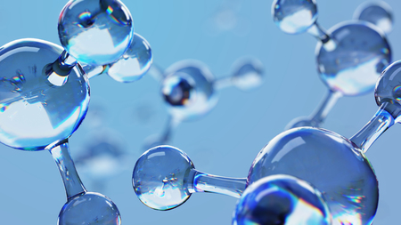 3d illustration of molecule model. Science background with molecules and atomsの写真素材