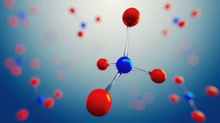 3d illustration of molecule model. Science or medical background with molecules and atoms.の写真素材