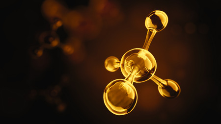 3d illustration of molecule model. Science or medical background with molecules and atoms.の写真素材