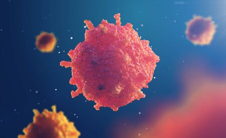 3d illustration of cell under microscope. Life and biology, medicine scientific. Medical backgroundの写真素材