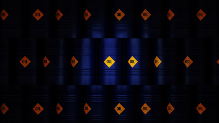 3d illustration of barrels with oil.の写真素材