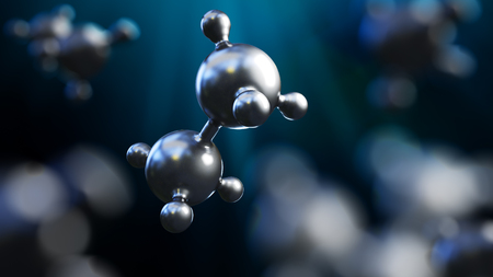 3D illustration of abstract silver metal molecule background.の写真素材