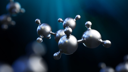 3D illustration of abstract silver metal molecule background.の写真素材
