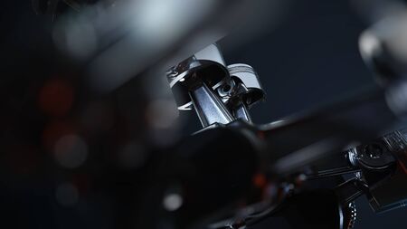3D illustration of car engine, concept of modern vehicle motor with metal, chrome parts, heavy...