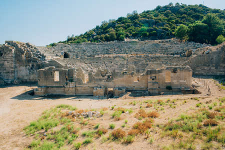 Ruin of amphitheater in ancient Lycian city Patara, Turkeyの写真素材
