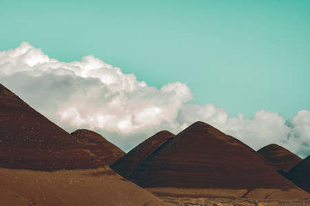 martian lanscape style desert covered with huge clouds