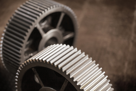Interlocking industrial metal gearsの写真素材