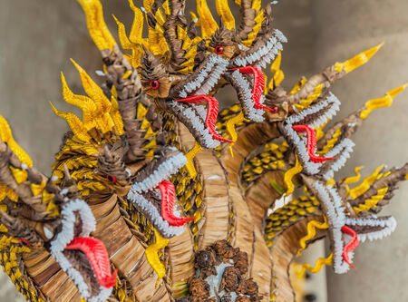 Symbolic dragons in a temple in Thailandの写真素材
