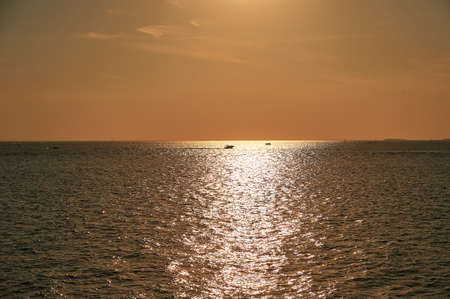 sunset at sea. variety of colors and hues of the rising sun. Sea landscape.