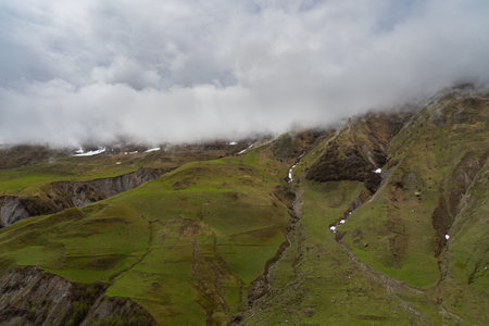 Beautiful mountain landscape in the highlands of Georgia. Caucasus Mountains.