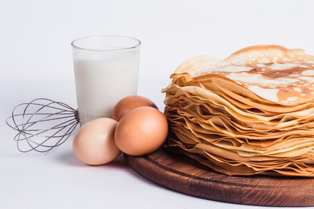 Preparation of thin pancakesの写真素材