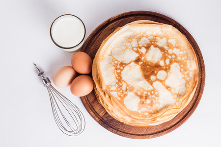 Preparation of thin pancakesの写真素材