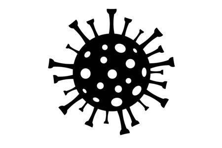 Merlekula coronavirus under the microscope. Distribution of Covid-19. Black and white illustration. Coronavirus danger and public health risk disease and flu outbreak.の写真素材