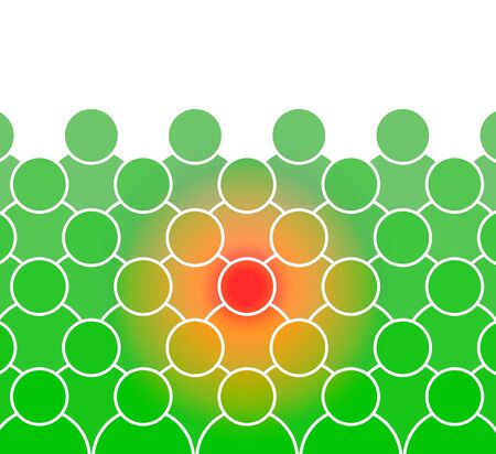 The spread of coronavirus infection in a crowded place. One person can infect hundreds.の写真素材