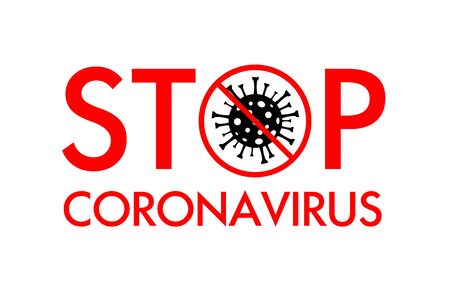 Mercule of coronavirus under a microscope in a red circle, crossed out. Distribution of Covid-19. Sign caution Stop coronavirus.の写真素材