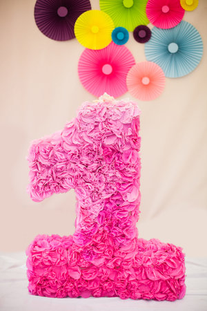 Large number one in the decoration of children's birthdayの写真素材