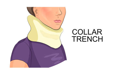 illustration of a girl's neck in the collar of the trenchのイラスト素材