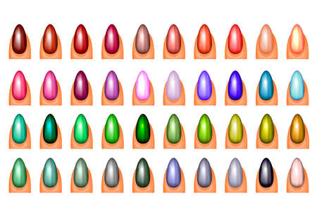 illustration of nail Polish in all colorsのイラスト素材