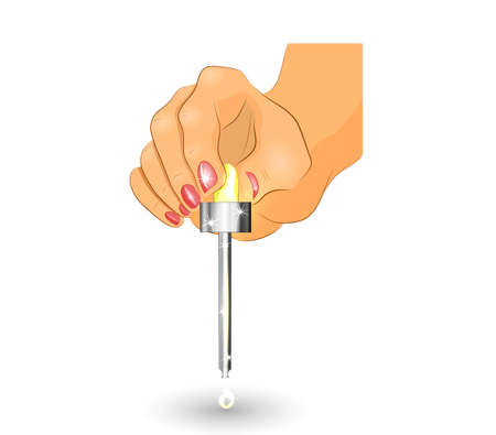 eyedropper of medicine in female hand. for advertising and other publications.のイラスト素材