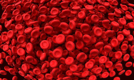 3d render of red blood cellsの写真素材