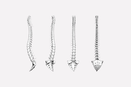 3d render of the spine and sacrum in different positionsの写真素材