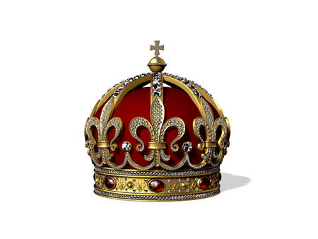 golden crown isolated on white background - 3d rendered royalty free stock image