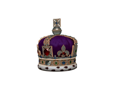 King crown isolated on white background. 3D illustration. 3D rendering.の写真素材