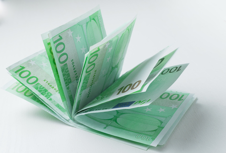 100 euro banknotes isolatedの写真素材