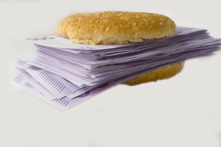 hamburger filled with euro money