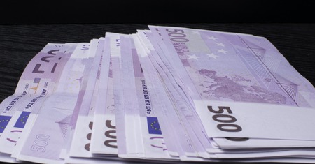Big amount of Five hundred notes of European Union Currency backgroundの写真素材
