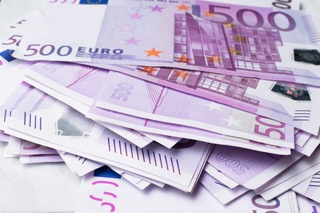 Big amount of Five hundred notes of European Union Currency background