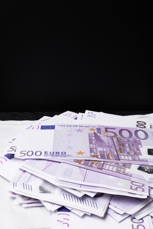 Big amount of Five hundred notes of European Union Currency background