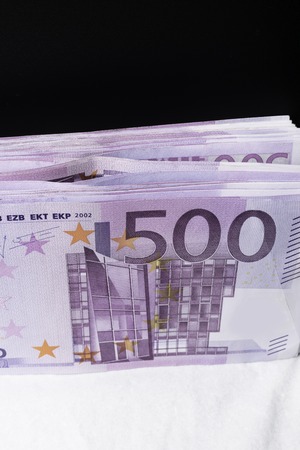 Big amount of Five hundred cash notes of European Union Currency background