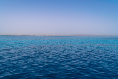 red sea blue water of the Egypt and deserted shore awayの写真素材