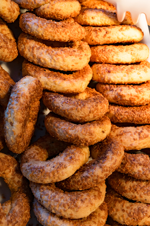 Homemade crispy baked sesame cookies delicious biscuits with sesame seeds