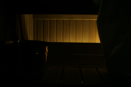 A dark wood splitting room, romantic spa conceptの写真素材