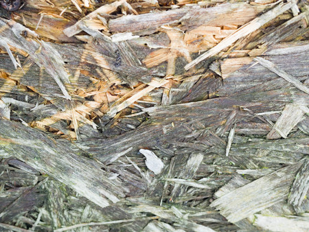 OSB boards are made of brown wood chips sanded into a wooden background. Top view of OSB wood veneer...