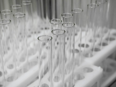 science laboratory test tubes, glass flasks, laboratory concepr, selective focus
