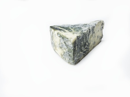 Piece of cheese with mold isolated on white backgroundの写真素材