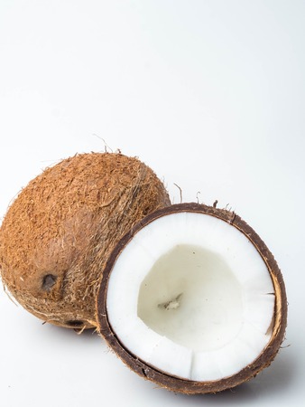 coconuts isolated on the white background copy spaceの写真素材