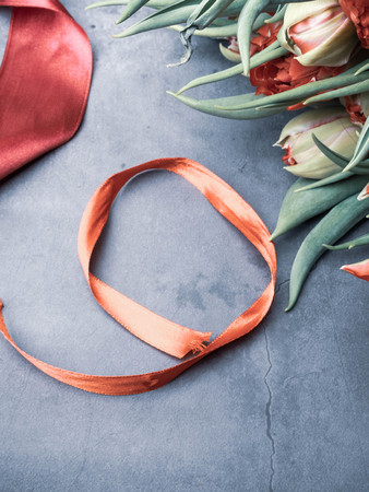 Symbols of memory and respect of the victory of Soviet soldiers in the Second World War and the Russian military in armed conflicts. 9 May, 23 February card concept. Copy space for text, web bannerの写真素材