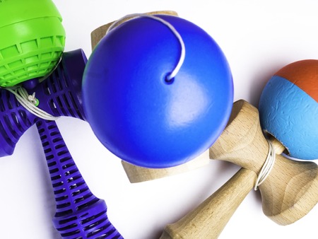 Kendama japanese toys, competition sport concept, used and new kendama toysの写真素材