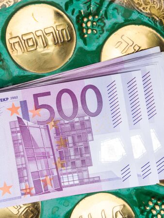 euro 500 currency and hebrew text, Israeli medicine conceptの写真素材